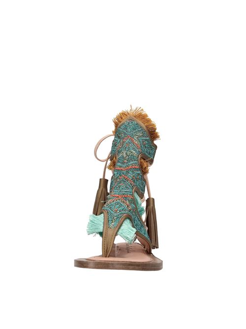 Sandali flat infradito in pelle MEHER KAKALIA | QUEEN CLIOLOVATO ORO-TURCHESE